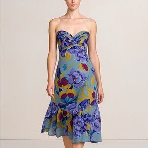 Anthropologie Deletta Silk Floral Dress